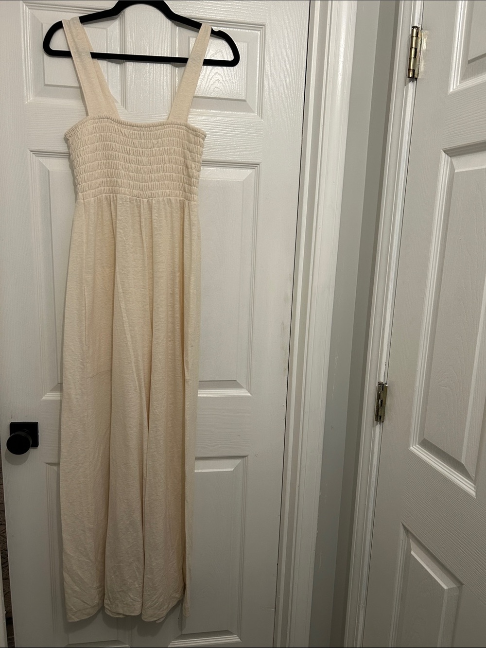 Free People Cream Smocked Bodice Jumpsuit 🤍